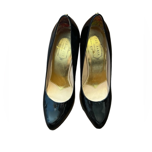 Ted Baker Marae Patent Leather Black Round Toe Pumps Heels - Picture 3 of 9